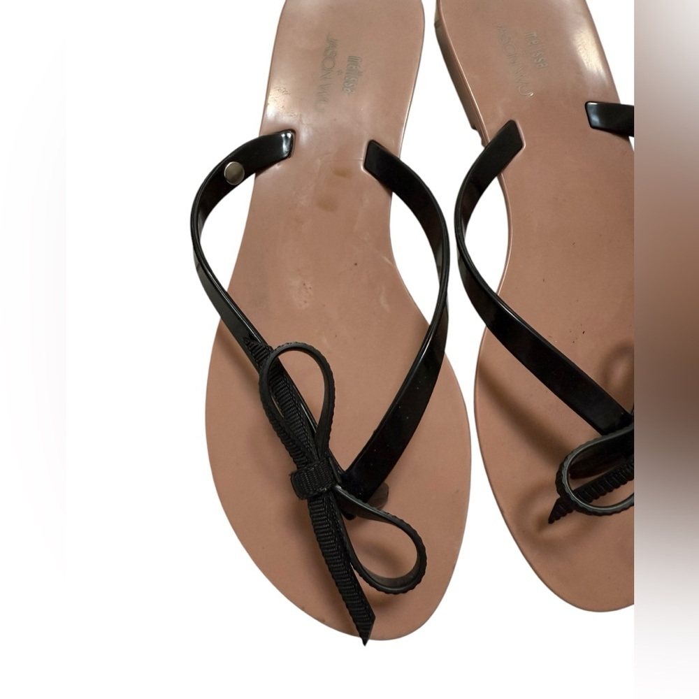 MELISSA x JASON WU Women's V Ad Tan and Black Bow Sandals - Size 7 - Picture 3 of 6